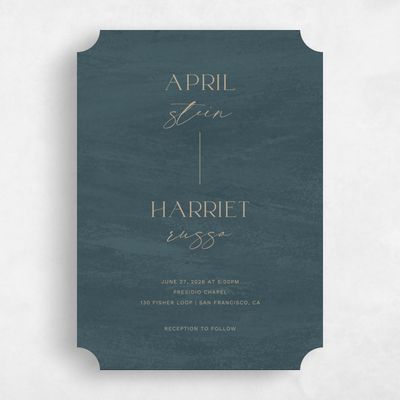 Blue Ticket Wedding Invitation - Belanger Portrait