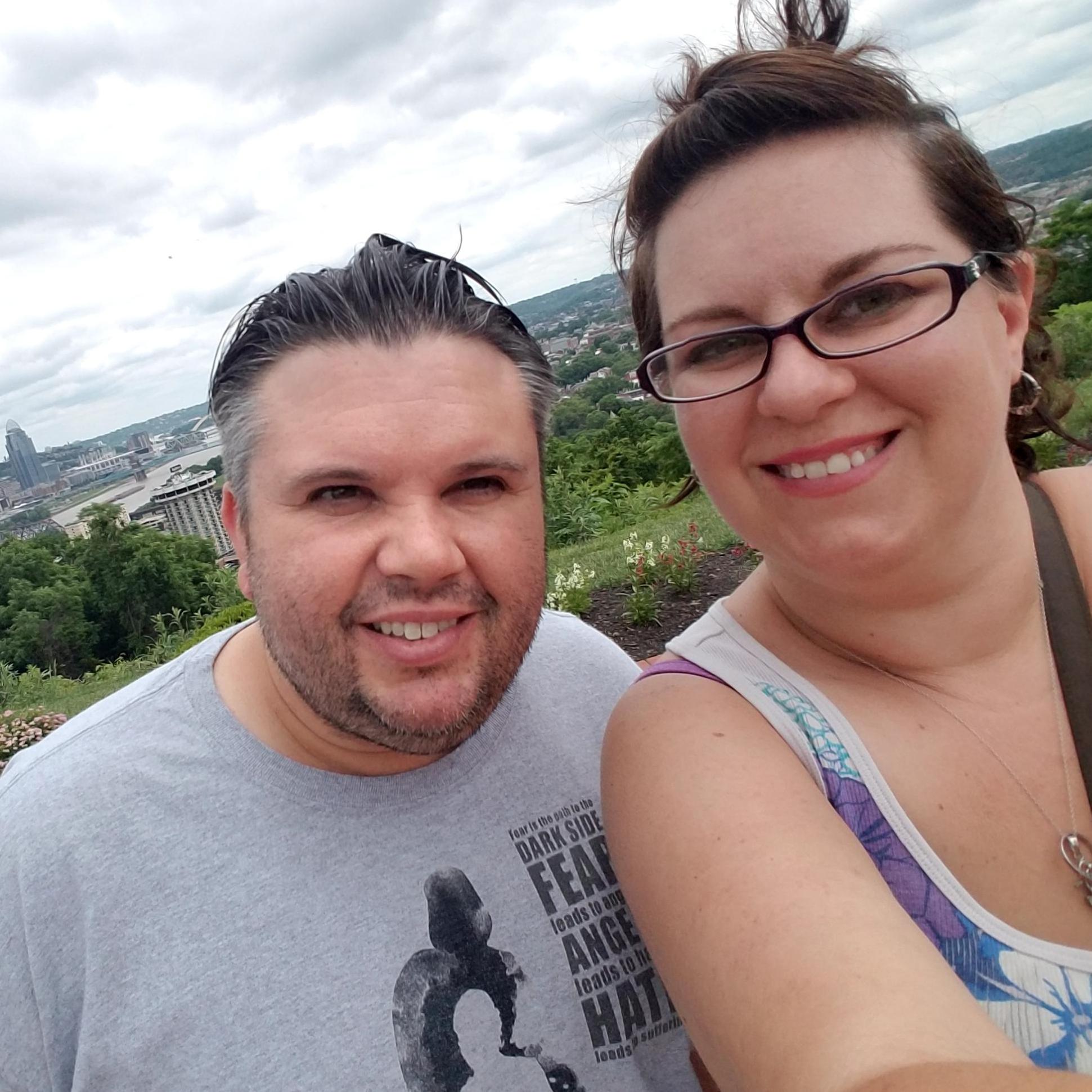 Devou Park beautiful view of Cincinnati behind us