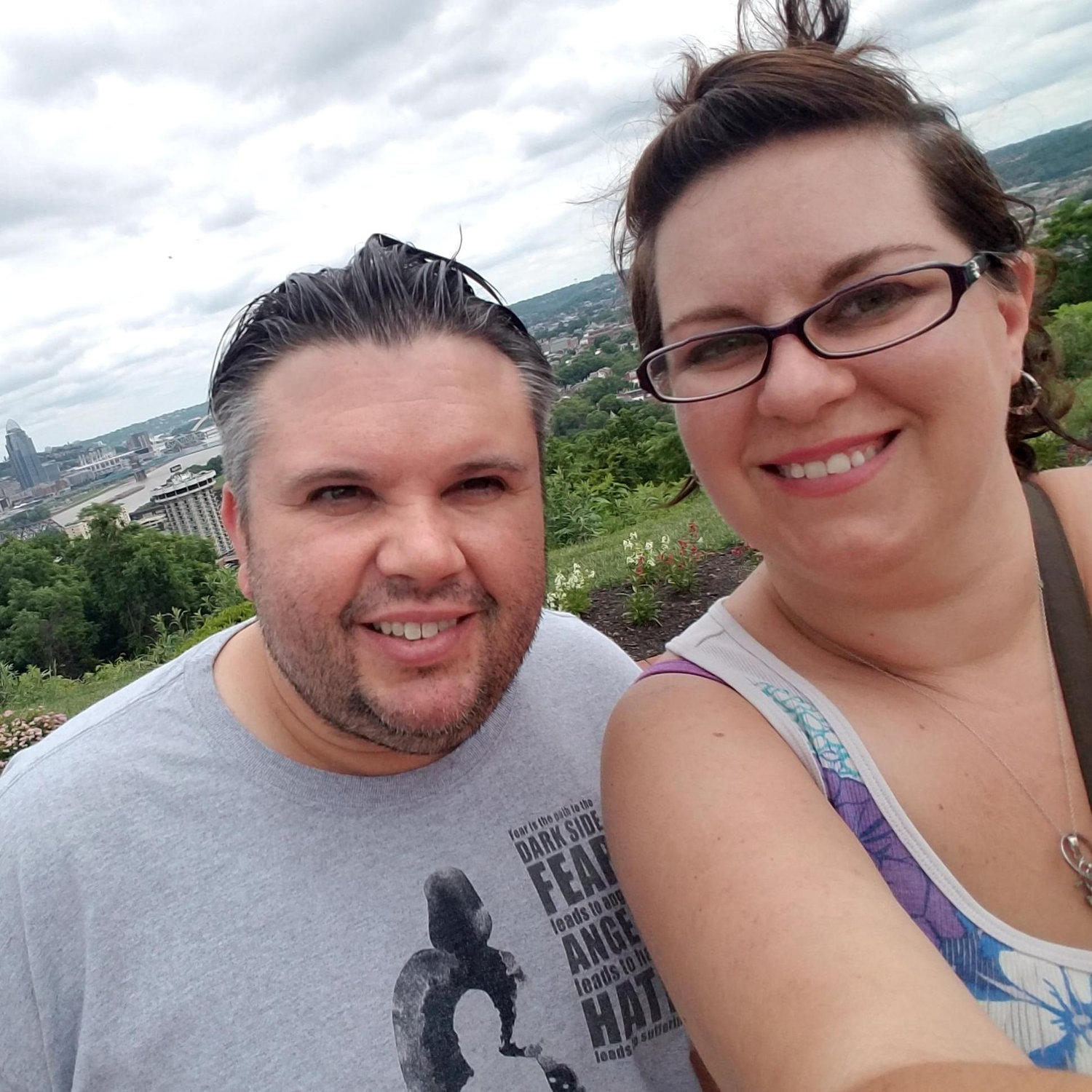 Devou Park beautiful view of Cincinnati behind us