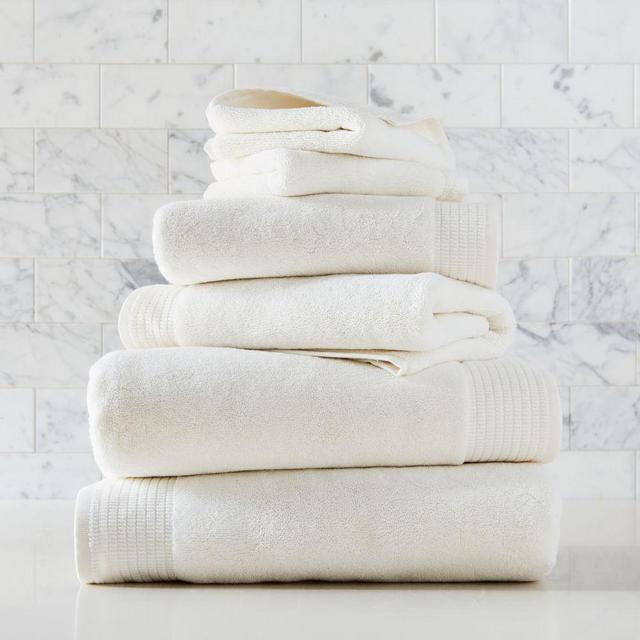 Organic Premium Spa Towel Set, Alabaster, Set of 6
