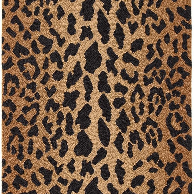 Dash & Albert Leopard Brown Animal Print Handmade Runner Rug, 2'6"x8' | Brown Hand Micro Hooked Wool Rug, , Animal Print Pattern