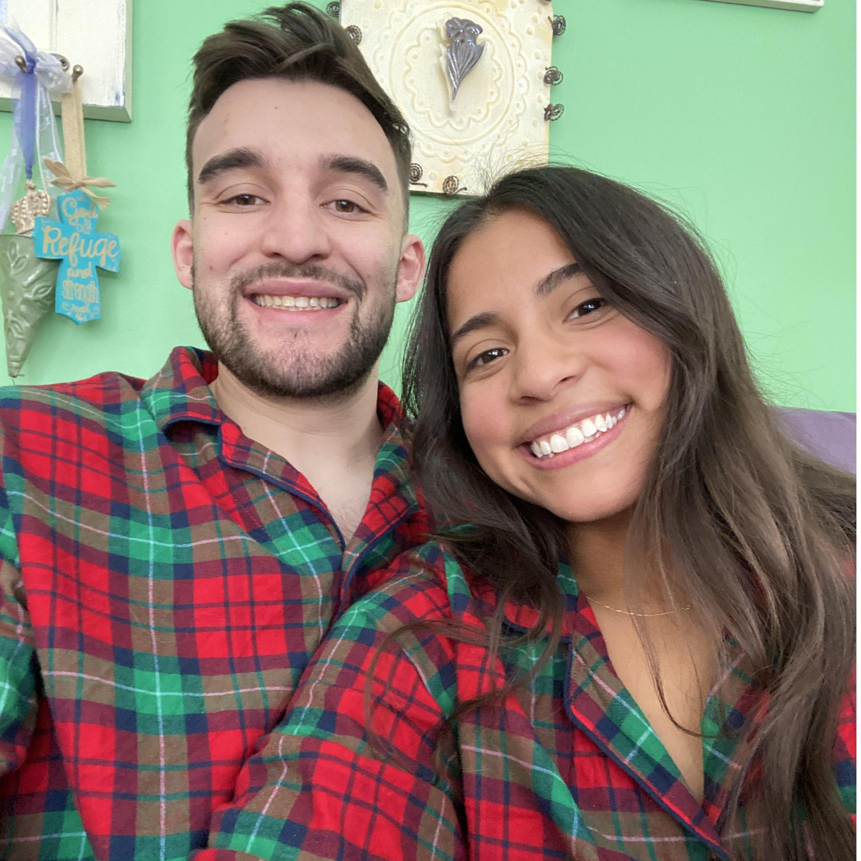 December 25th, 2022. Our first Christmas together (Ale bought very cheesy matching pj's-can't you tell Sam loved it?!)