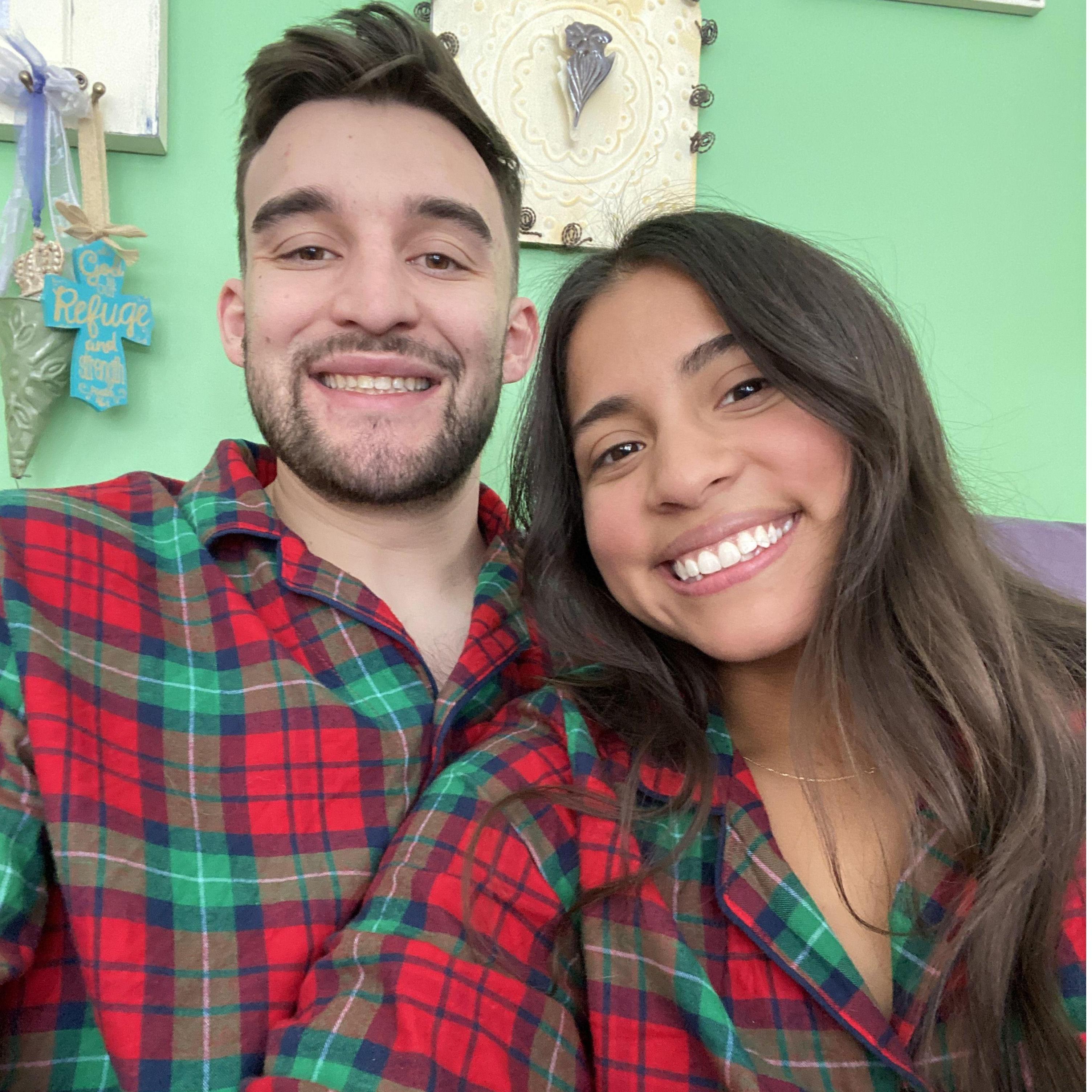 December 25th, 2022. Our first Christmas together (Ale bought very cheesy matching pj's-can't you tell Sam loved it?!)