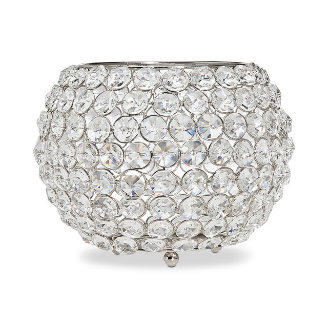 Godinger Lighting by Design Glam 10" Nickel-Plated Ball Crystal Tealight Holder