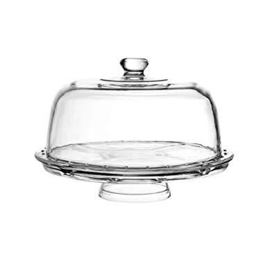 European Cake Stand with Dome (6-in-1 Design) Multifunctional Serving Platter for Kitchens, Dining Rooms, Pedes Glass Durabilitytal or Cover Use, Elegant