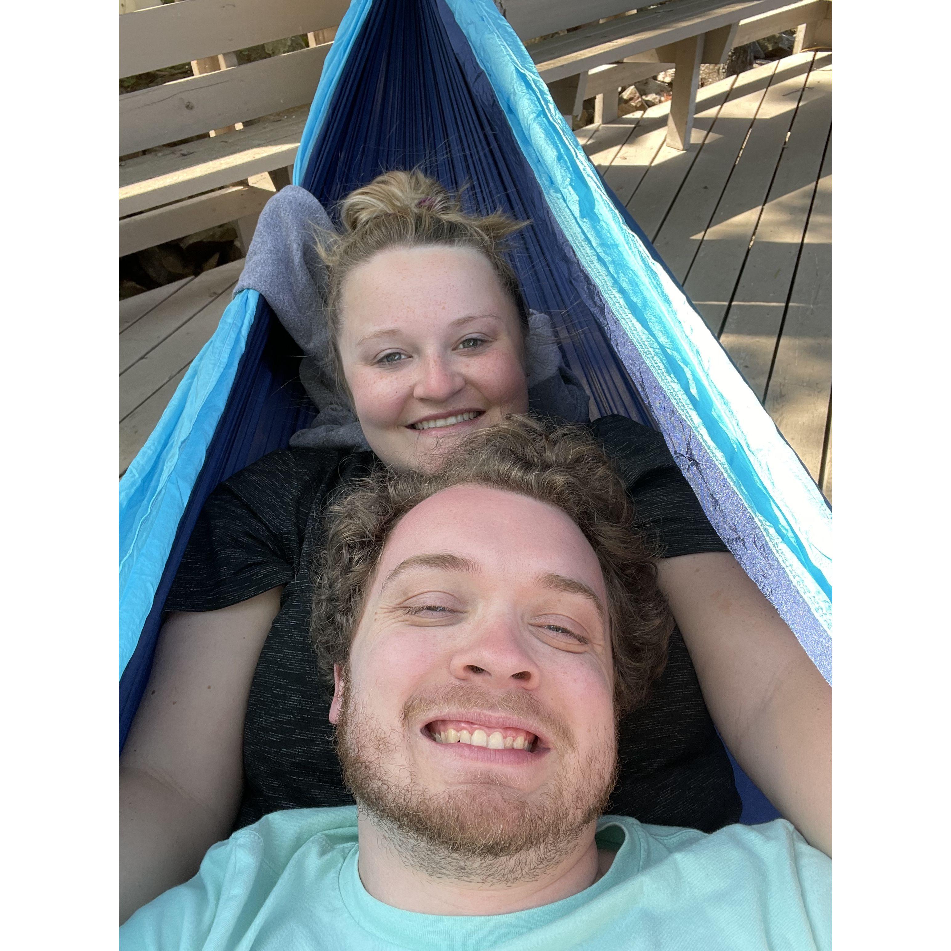 Hammocking at the Airbnb off of Rainy Lake