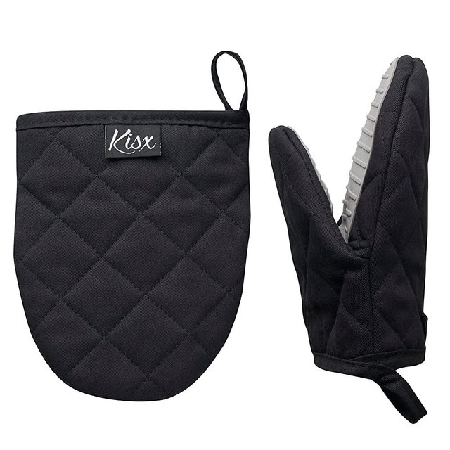 Oven Mitts Heat Resistant – (Black Color) Mini Oven Mitts, Silicone Gloves Heat Resistant, Kitchen Gloves for Cooking, Silicone Oven Mitts & Pot Holders Sets, Kitchen Pot Holders & Oven Mitts Sets