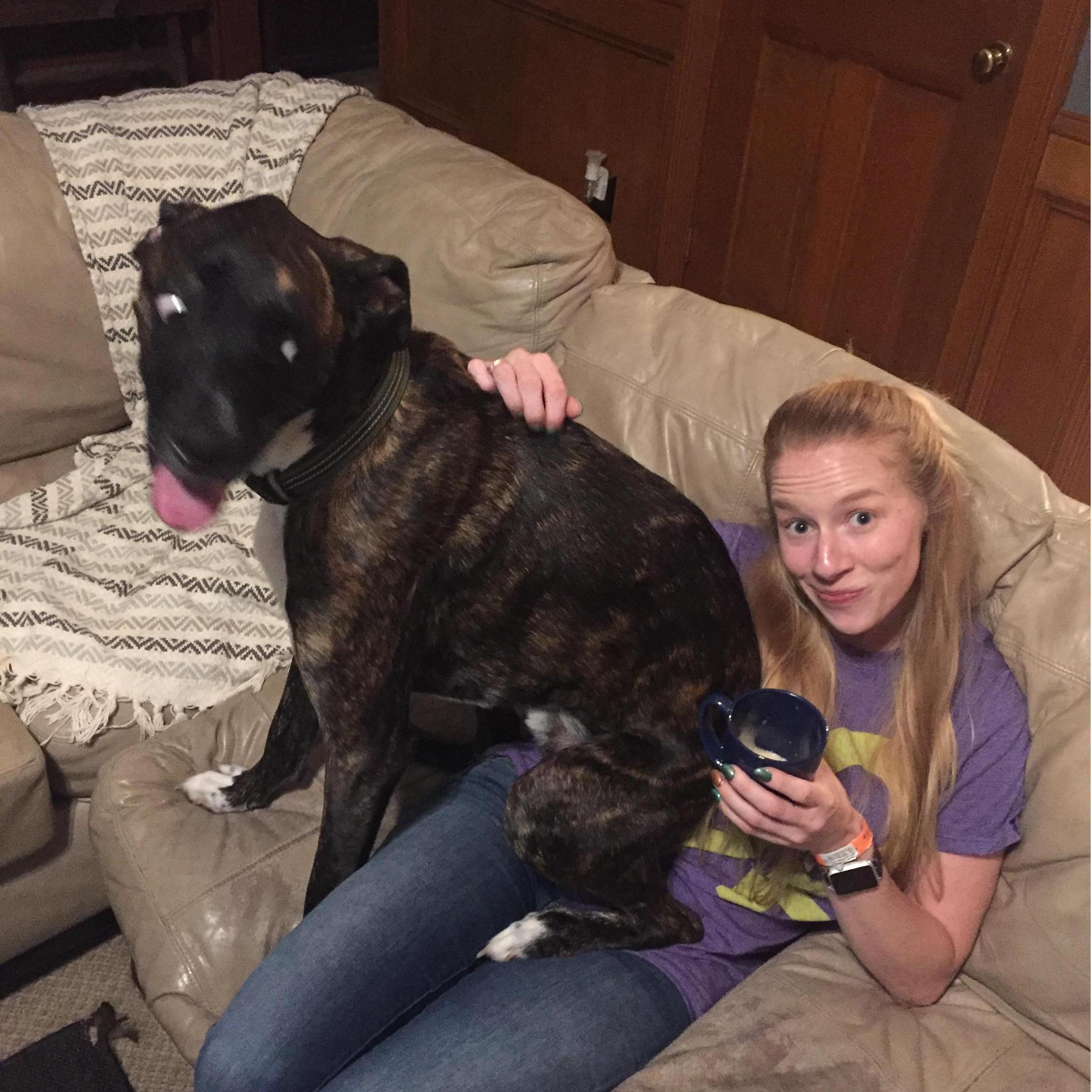 When I brought Nicole home to meet my family, Diesel (my brother's dog) wanted to make sure that she felt welcome!