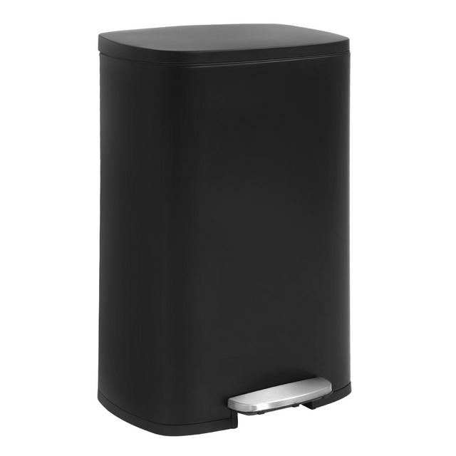 BestMassage Trash Can 13 Gallon/50L Stainless Steel Garbage Can with Removable Inner Bucket Slow-Close Lid and Odor-Proof Bin, Black