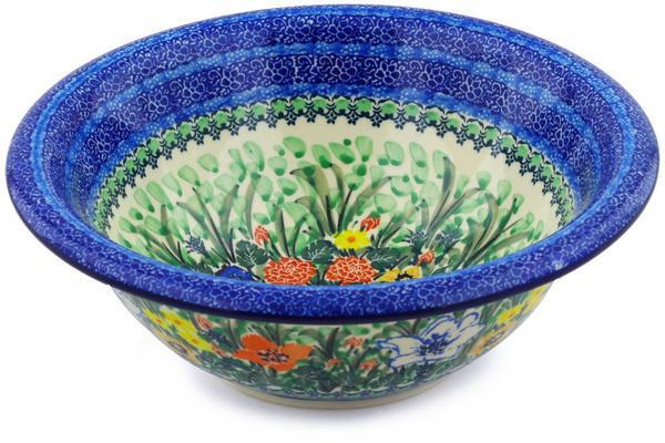 Polish Pottery 10" Bowl Lily Meadow UNIKAT