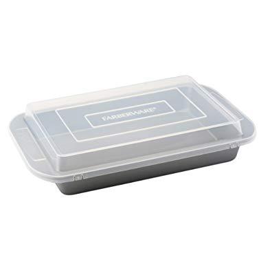 Farberware 52181 Nonstick Bakeware Baking Pan With Lid / Nonstick Cake Pan With Lid, Rectangle - 9 Inch x 13 Inch, Gray