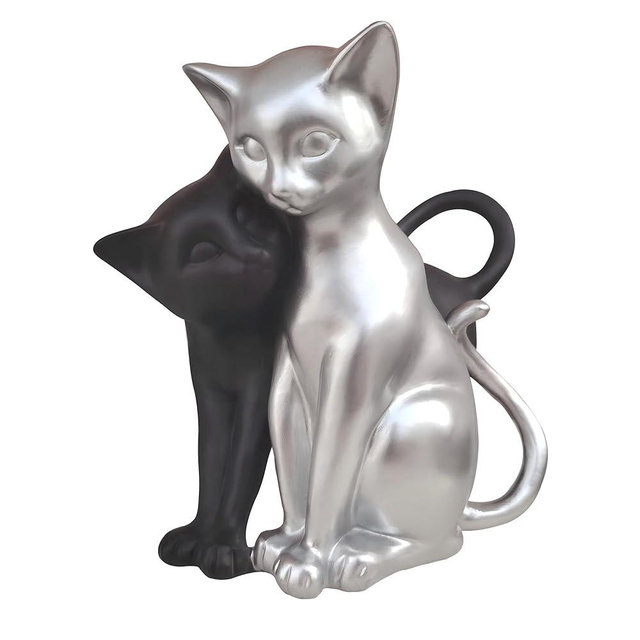 JOOMBE Black and Silver Cat Statue, Couple Sculpture Decor, Creative Art Multi-Color Cat Sculpture, Modern and Simple Home Living Room Decoration, Valentine's Day Gift for Women