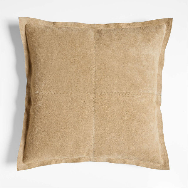 Camel Brown Hyde Suede 23"x23" Throw Pillow Cover