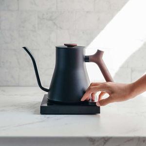 Fellow Stagg EKG Pro Electric Gooseneck Kettle - Pour-Over Coffee and Tea, Quick Heating, Precise Temperature Control, Scheduling, Built-in Brew Timer, Matte Black with Walnut Wood Handle, 0.9 Liter