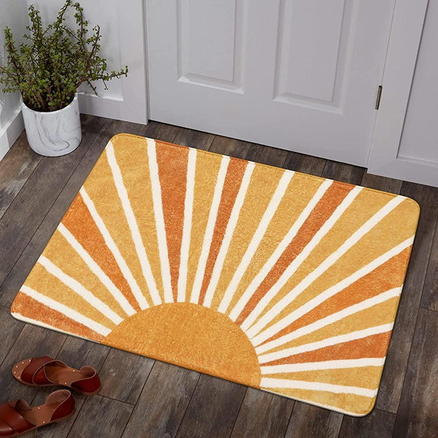 Lahome Boho Sun Print Area Rug - 2x3 Small Washable Rug Modern Abstract Non-Slip Area Rug Accent Distressed Throw Rugs Floor Carpet for Bedrooms Living Laundry Room entryway Rug (2'x3', Rainbow Sun)