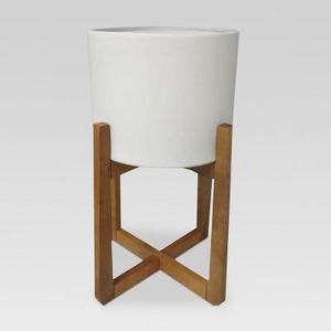 Wood & Stoneware Indoor Planter