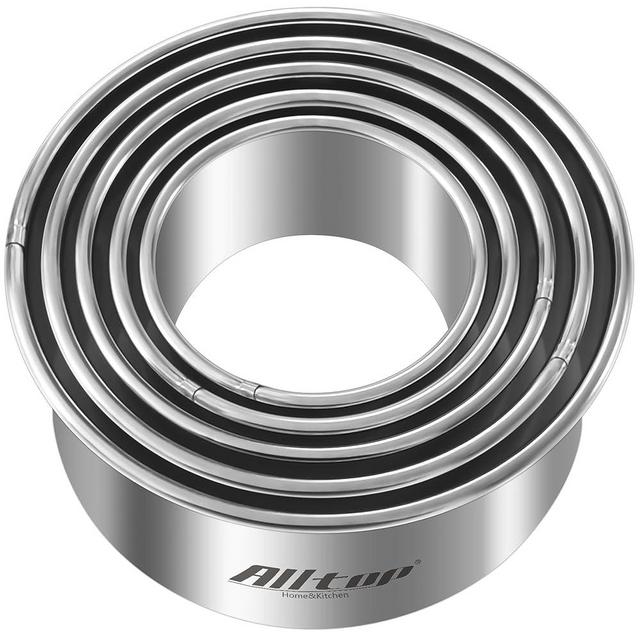 ALLTOP 5 Pcs Round Biscuit Cutter-Stainless Steel Baking Essential Tool for Effortless Circle Cookie Shaping,Pastry,Cake Decoration&Fondant Creation–Precise Cut Utensil for Dumpling,Scone, Donut