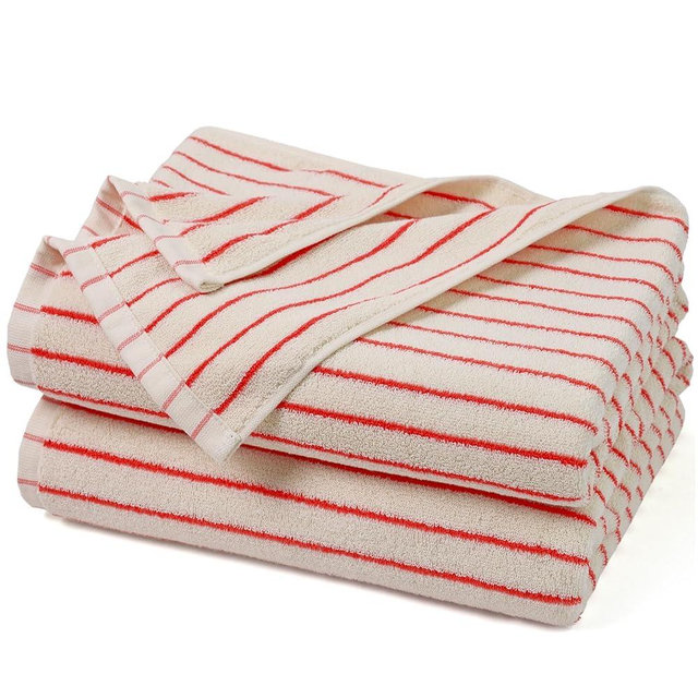 Jacquotha Striped Bath Towels Set of 2 (Coral Red), Lighter & Quick Dry Towels Large 27.5 x 55 inches, Farmhouse for Bathroom, Shower, Christmas Decor