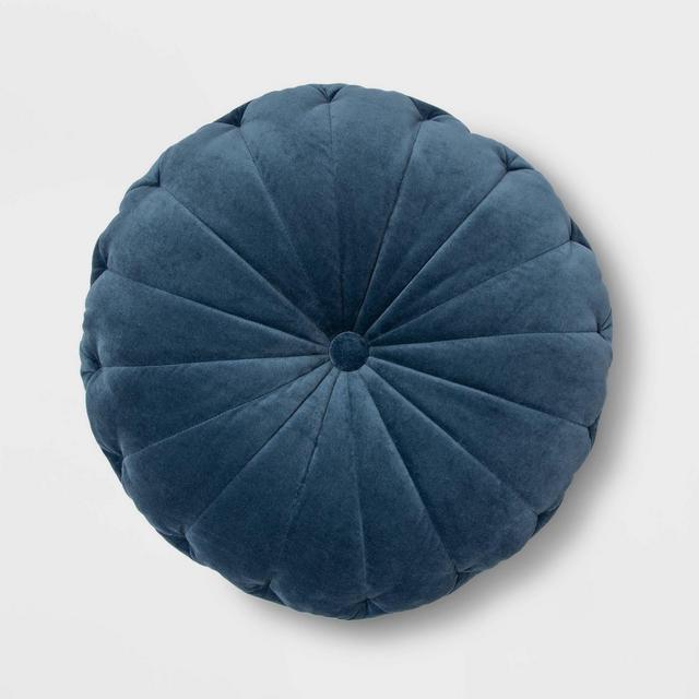 24" Oversize Velvet Round Floor Pillow Blue - Opalhouse™