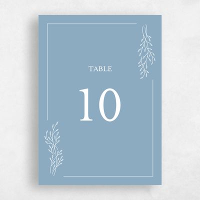 Dusty Blue Wedding Table Number - Merrion