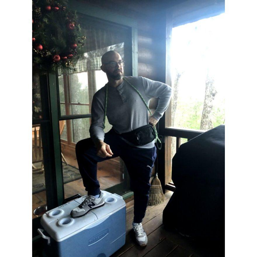 Greg modeling the belly bag