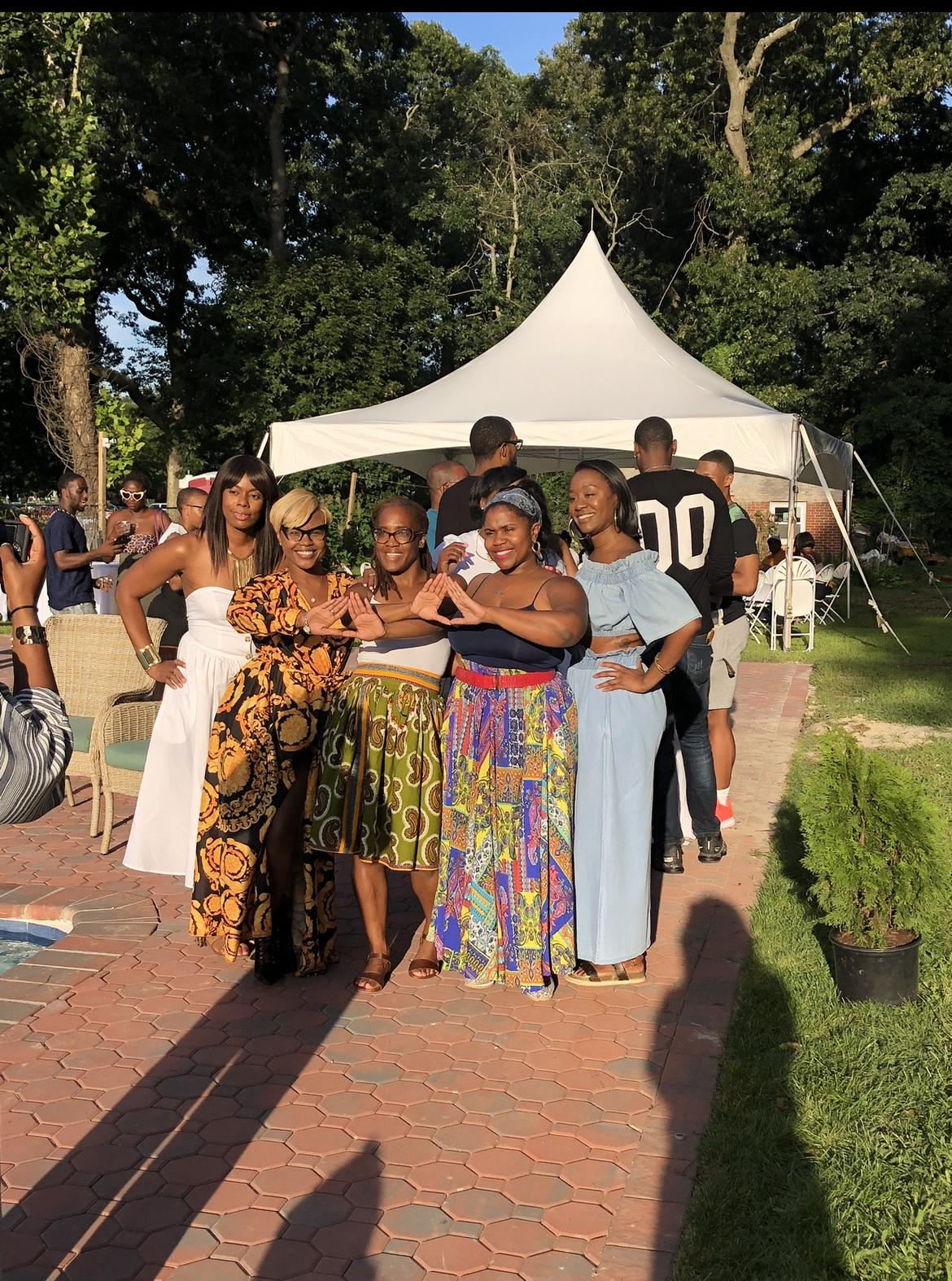 Isha and her sorority sisters at the BBQ