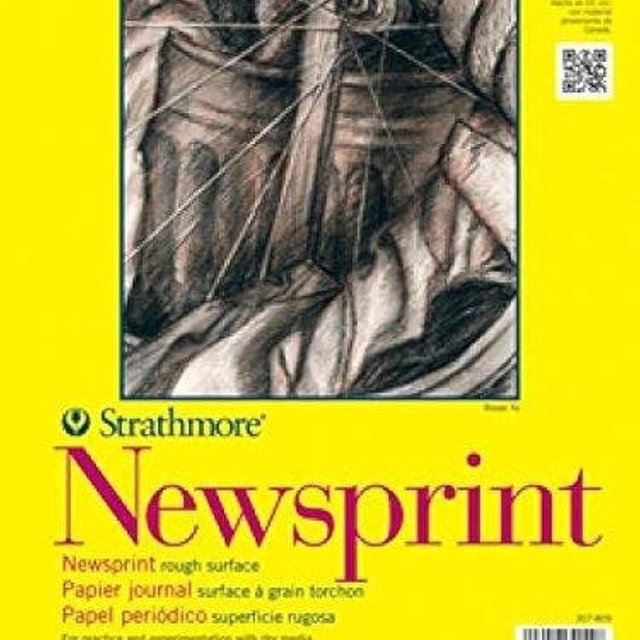 Strathmore 300 Series Newsprint Paper Pad, Tape Bound, 14x17 inches, 50 Sheets (32lb/52g) - Art Paper for Adults and Students - Practice Sketching with Charcoal, Graphite and Pencil