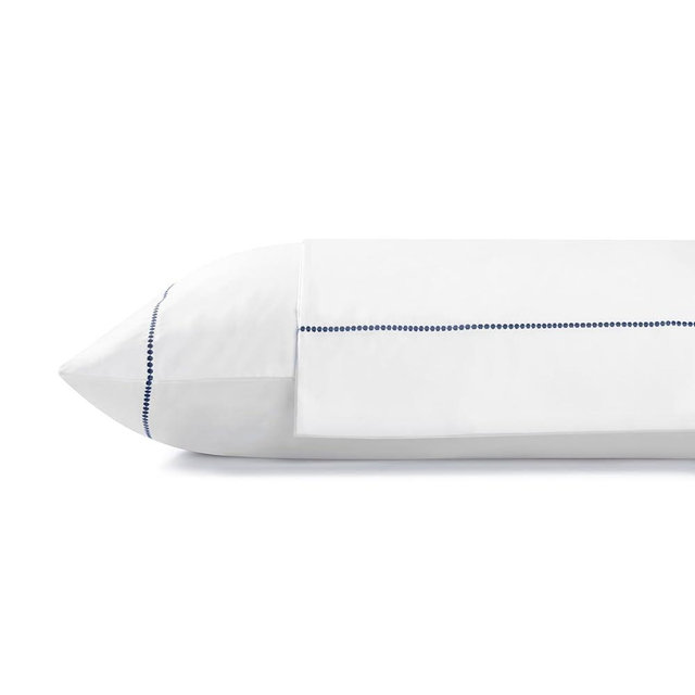 Linen Home 100% Cotton Percale Pearl Stitch Pillowcases King Size, Dark Blue, 2 Pieces of Pillow Case, Crisp and Cool Strong Bed Linen, 20 inches X 40 inches