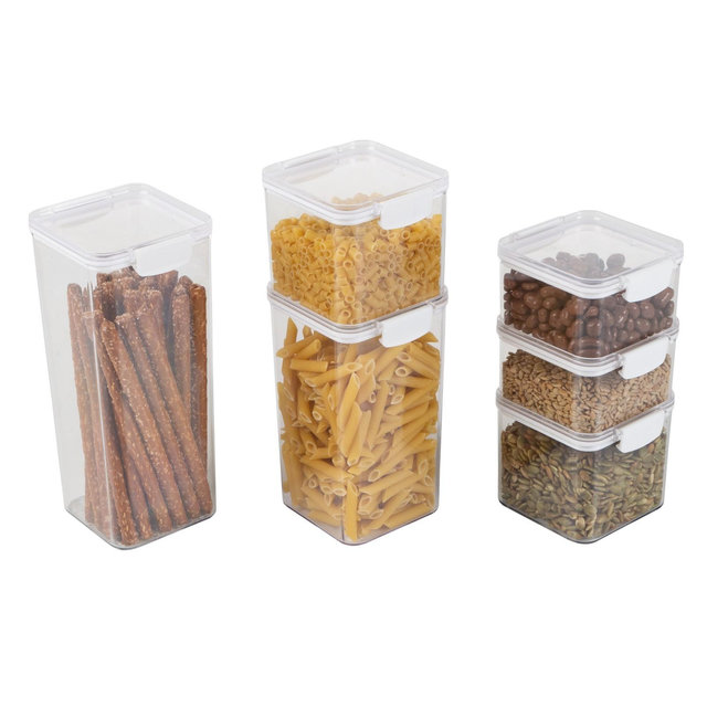 Food Storage Containers - 6-Piece Containers with Lids Set for Pantry Organization and Storage - Dry and Liquid Friendly Bins by Classic Cuisine