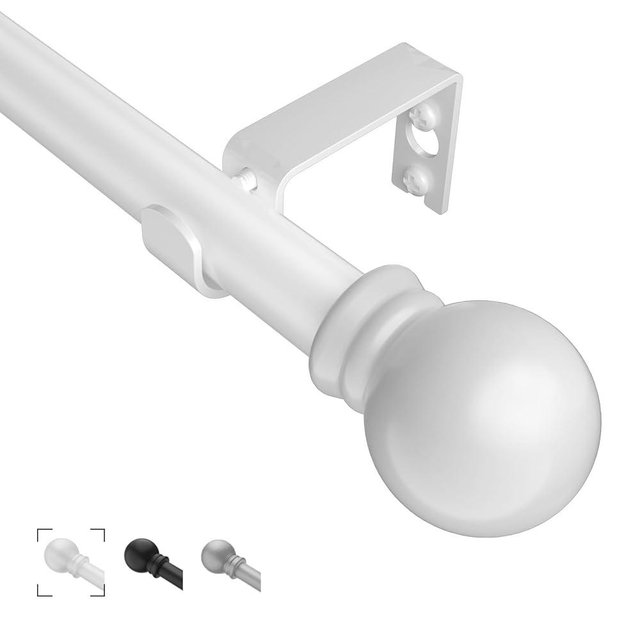 Curtain Rods for Windows 31"- 46", 5/8 inch Small White Curtain Rod Adjustable by Splicing for Bedroom, Living Room, Kitchen and Outdoors