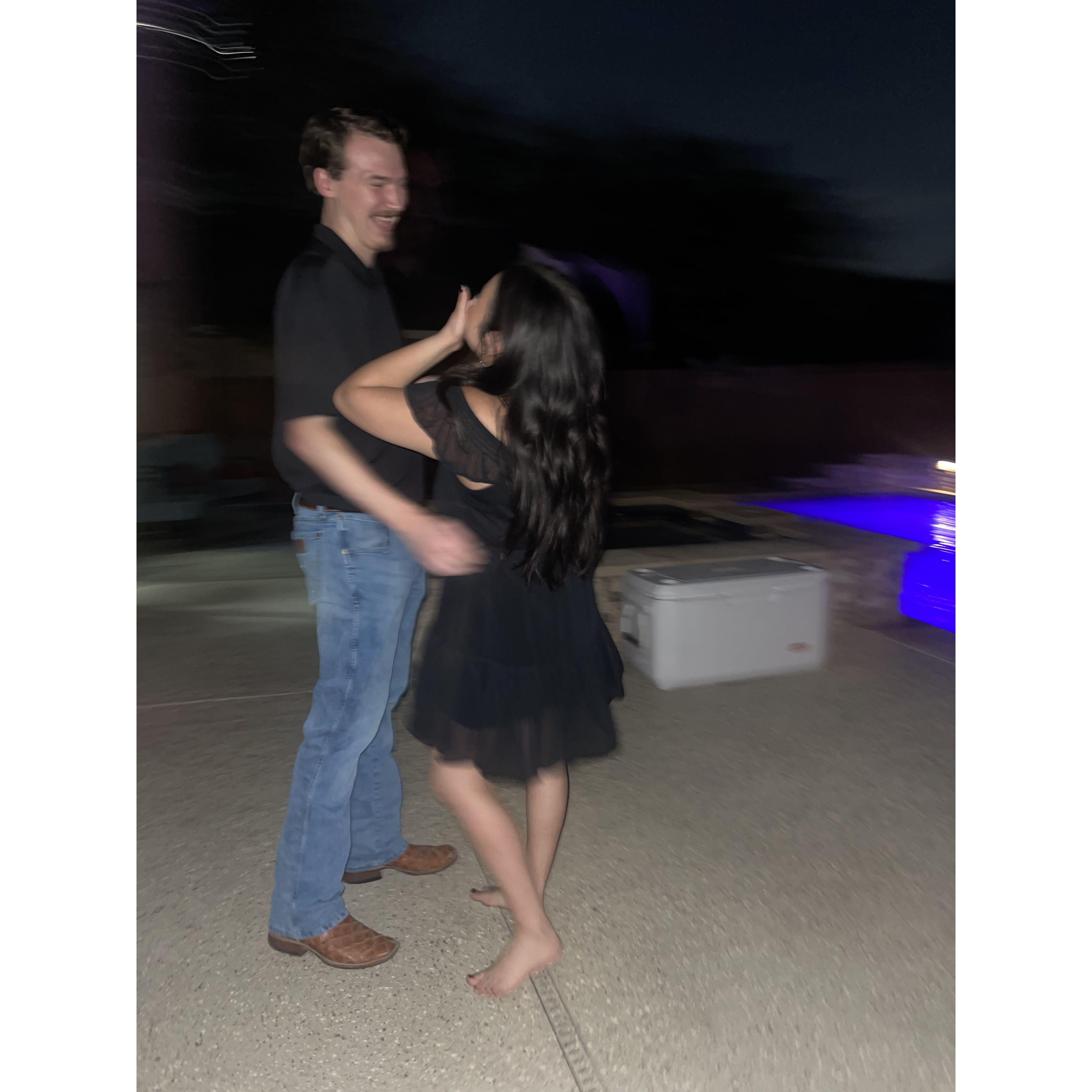 Dancing at Maleah's birthday party, Oct. 2023
