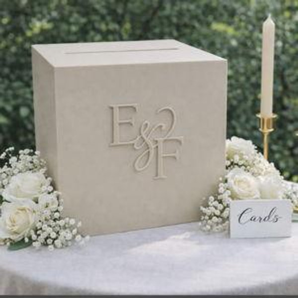 Acrylic Card Box, Cards + Gifts Box, Beige, Same Color as Box 3D