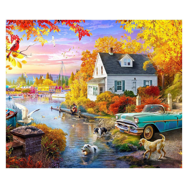 Springbok Lakeside Fall Retreat Jigsaw Puzzle - 1000pc: Memory, Creative & Problem Solving Skills Toy