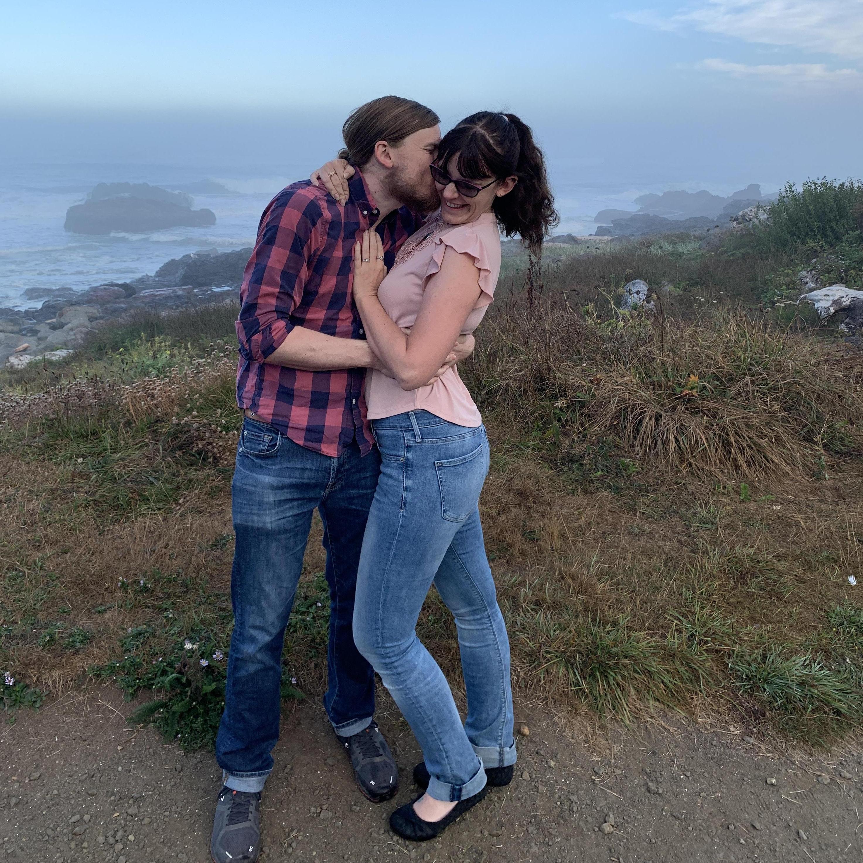 Celebrating our engagement. Yachats, Oregon September 2019