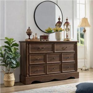 Gorritz 8 Drawers Dresser, 54" Wide Farmhouse Chest of Drawers with Charging Station - Brown