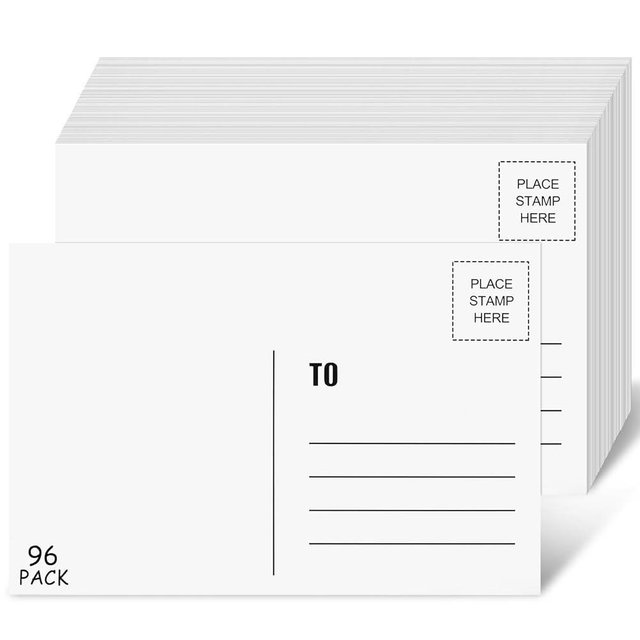 COIDEA 96PCS Blank Postcards for Mailing, 4 x 6 inches Post Cards for Mailing, 300 GSM White Cardstock Paper Mailable Printable Postcards Bulk for Birthday, Thank You, Business Postcards