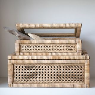 2-Piece Woven Rattan Display Boxes