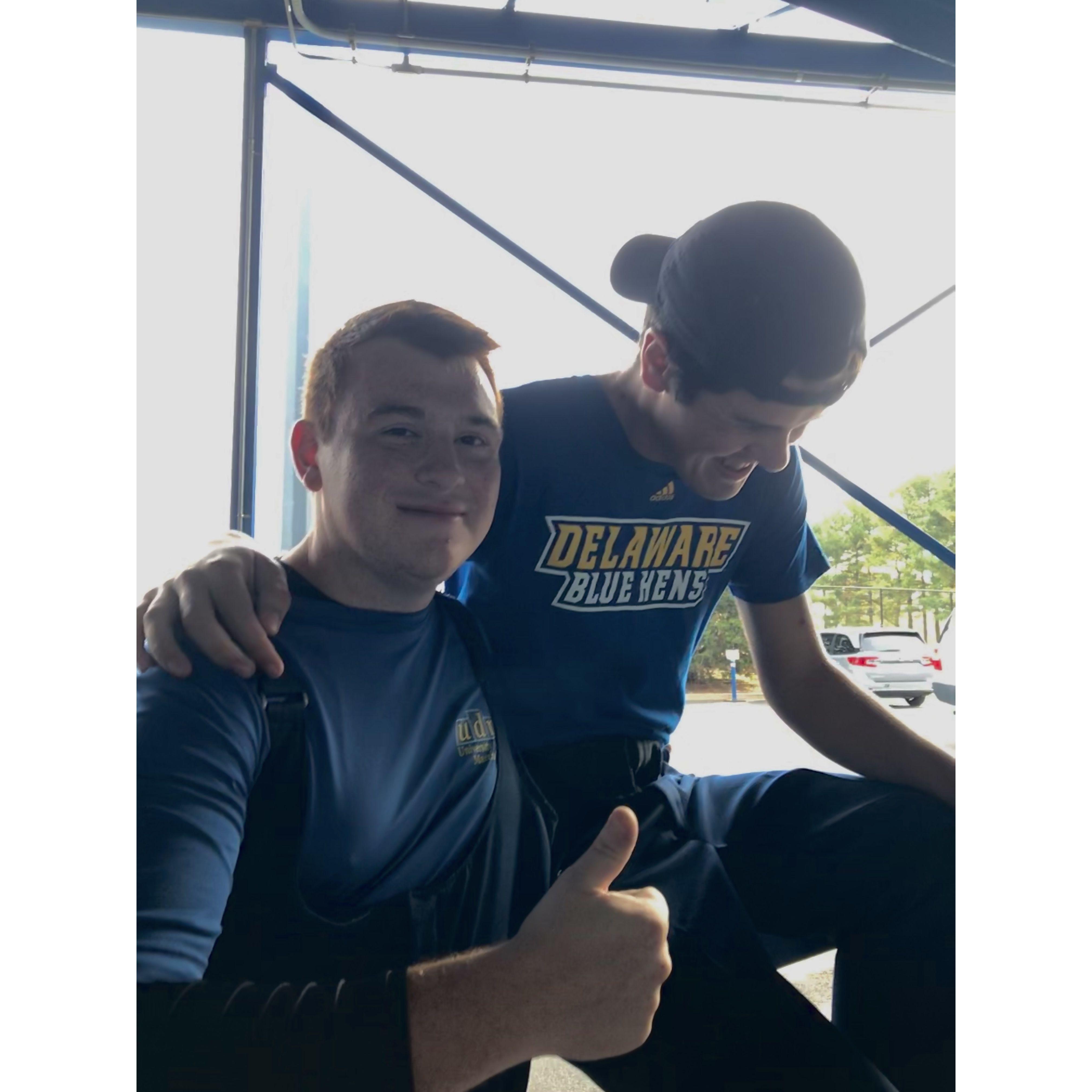 We both marched in the University of Delaware Marching Band - an experience we both love that brought us close together with each other and some of our best friends