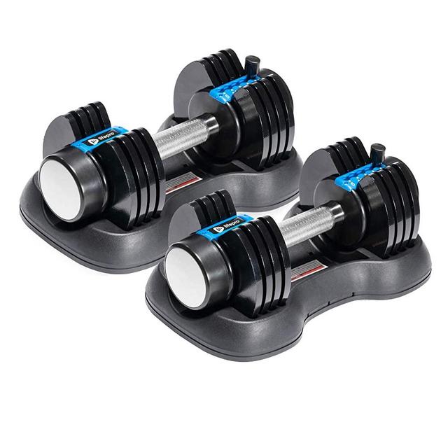 Lifepro Powerflow Adjustable Dumbbells Set - 5-in-1, 25lb dumbells set of 2 Adjustable Free Weights Plates and Rack - Hand Weights for Women and Men - Adjustable Weights, 5lb, 10lb, 15lb, 20lb, 25lb