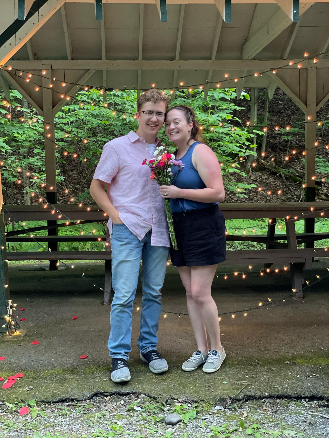 The moment after Zak proposed - including Olivia’s sunburn!