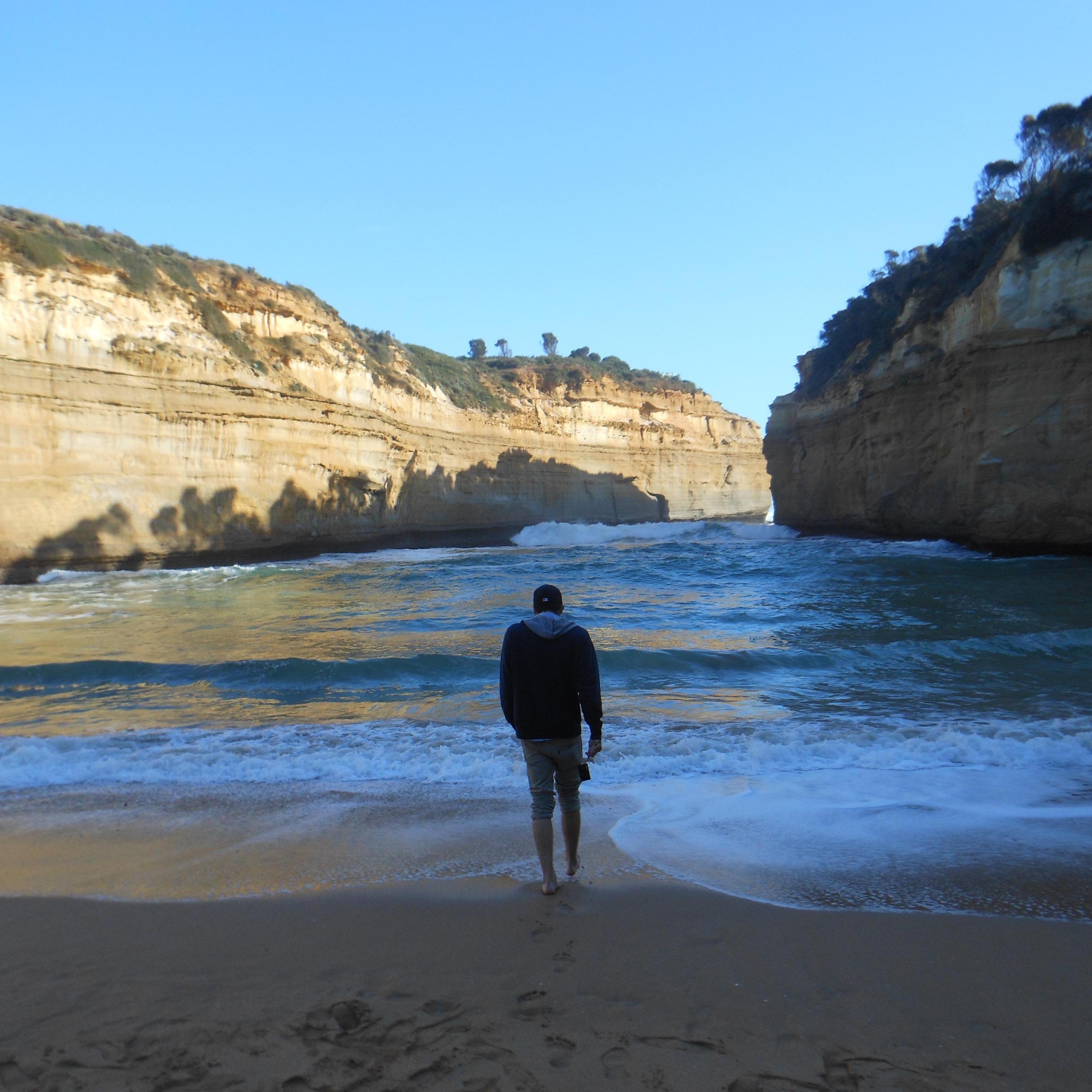 Mac looking out at Loch Ard Gorge in September 2012, the spot where we'd get engaged 5 years later.
