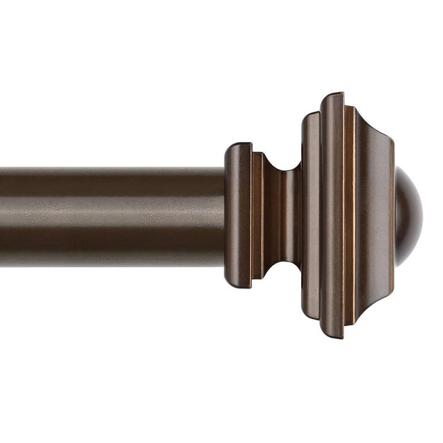 KAMANINA Bronze Curtain Rods for Windows 72 to 144 Inch(6-12ft), Heavy Duty Long 1 Inch Curtain Rod 32 to 144 Inches, Decorative Single Drapery Rods, Square End