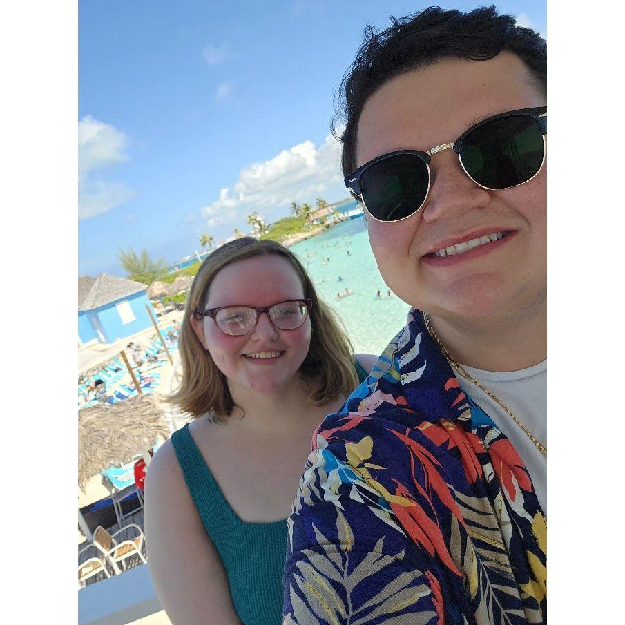 When we went on a Carnival cruise and drove through Hurricane Debbie to get to it. Clearest water we've ever seen to date!