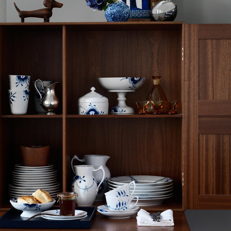Royal Copenhagen, Blue Fluted Mega Teacup and Saucer | Zola