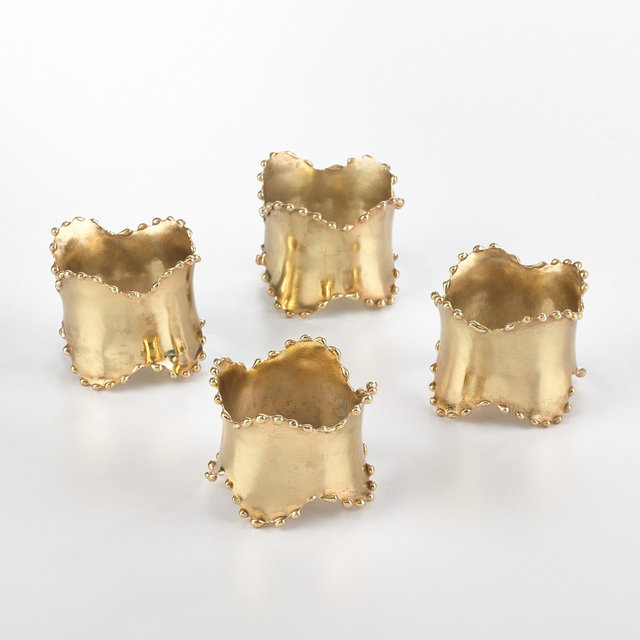 Saro Lifestyle Napkin Holder Rings With Classic Design , Gold