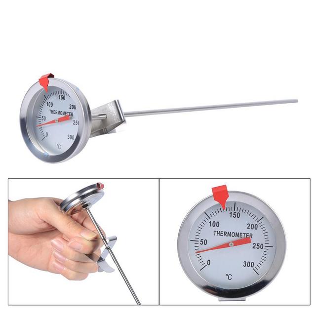 YLSHRF 12 Long Stainless Steel Cooking Probe Thermometer with Clip for Food Meat Homebrew Wine Kettle, Food Thermometer, Probe Thermometer