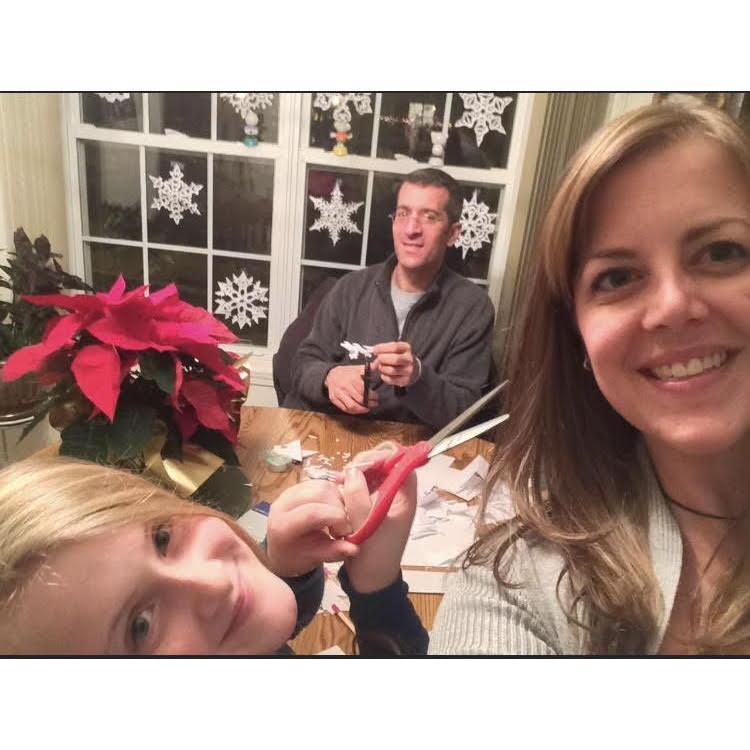 Making snowflakes at our old apartment.