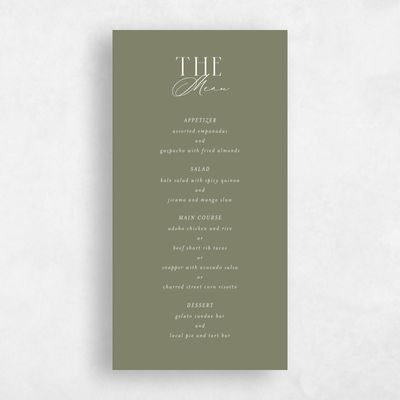 Khaki Green Wedding Menu - Shahira