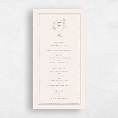 Charcoal, Beige Wedding Menu - Piran