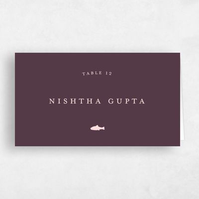 Dark Plum, Purple Wedding Place Card - Marvis Fish